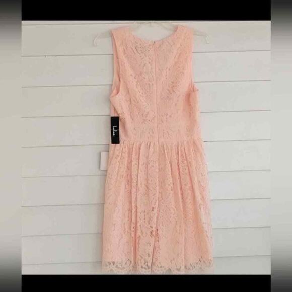 Lulu's NEW In This Moment Blush Pink Eyelash Lace Sleeveless Skater Mini Dress S - Picture 5 of 9